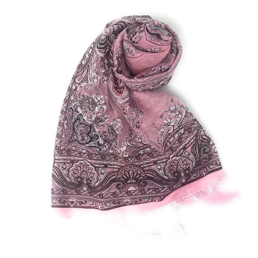 Casaba Women's Elegant Paisley Sheer Scarf Scarves Intricate Brocade Tapestry