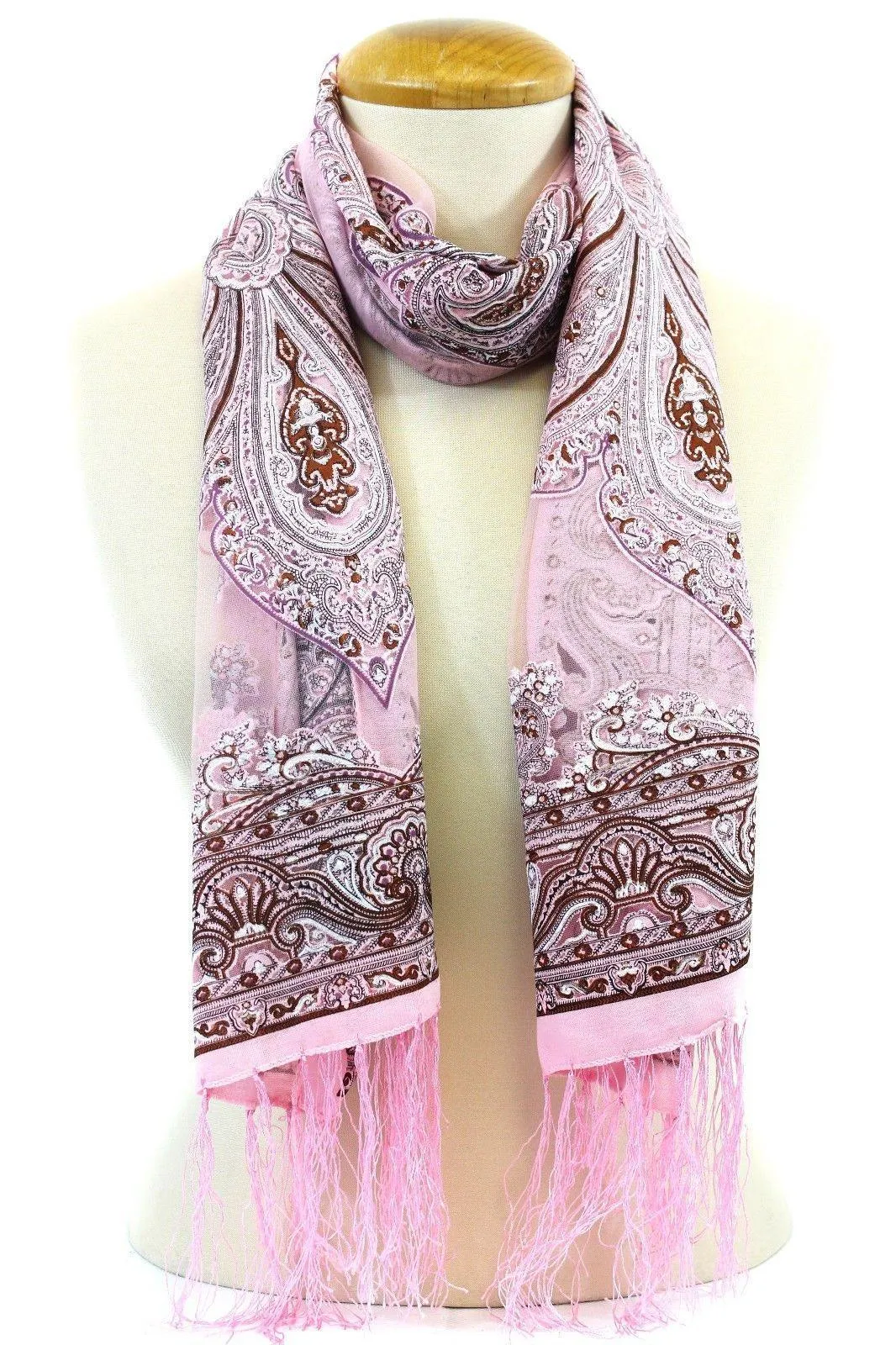 Casaba Women's Elegant Paisley Sheer Scarf Scarves Intricate Brocade Tapestry