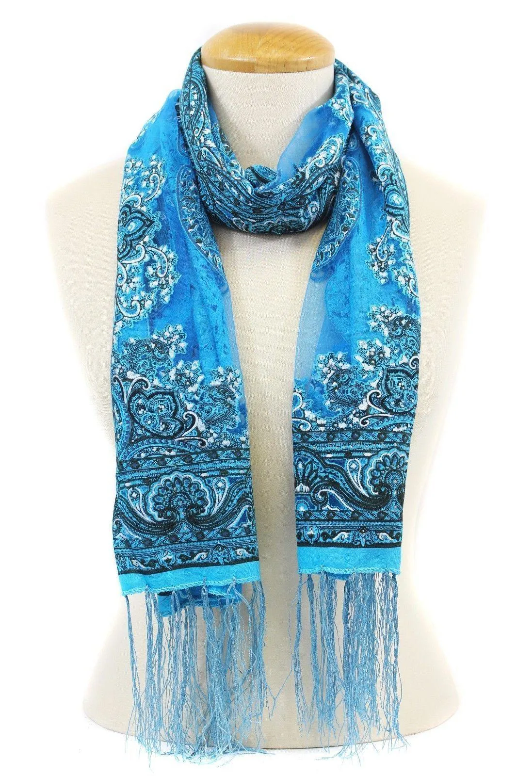 Casaba Women's Elegant Paisley Sheer Scarf Scarves Intricate Brocade Tapestry