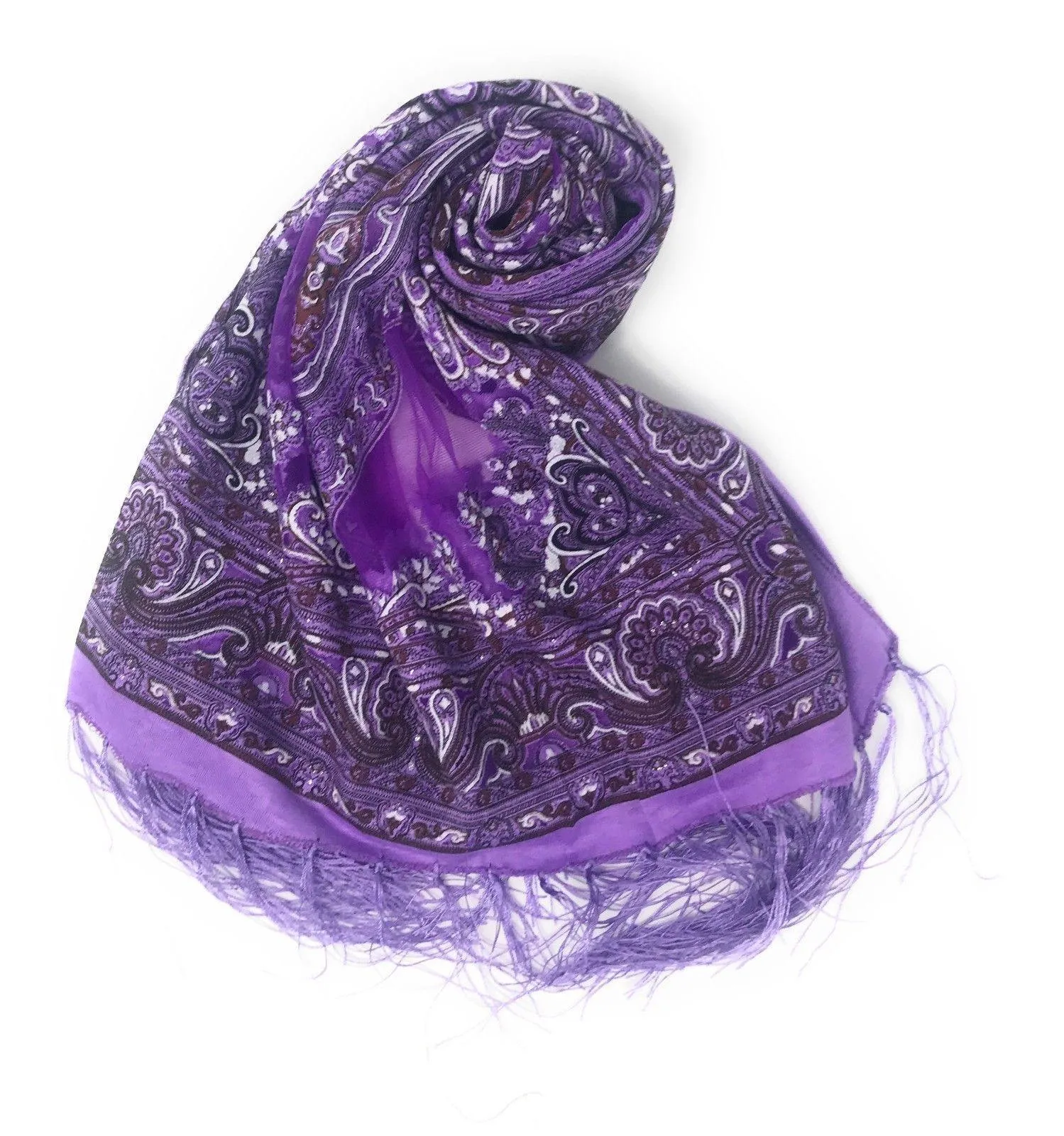 Casaba Women's Elegant Paisley Sheer Scarf Scarves Intricate Brocade Tapestry