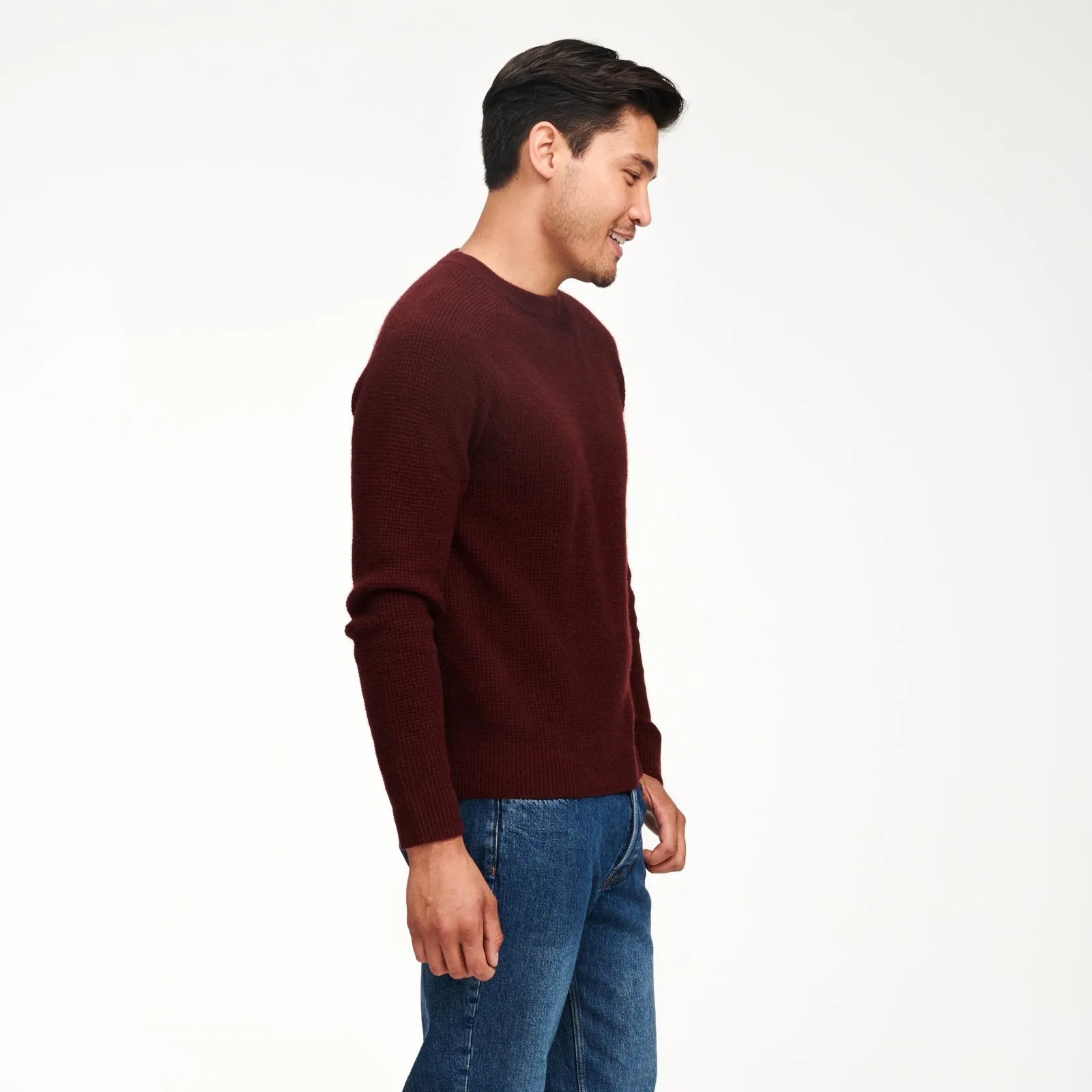 Cashmere Waffle Crewneck Sweater