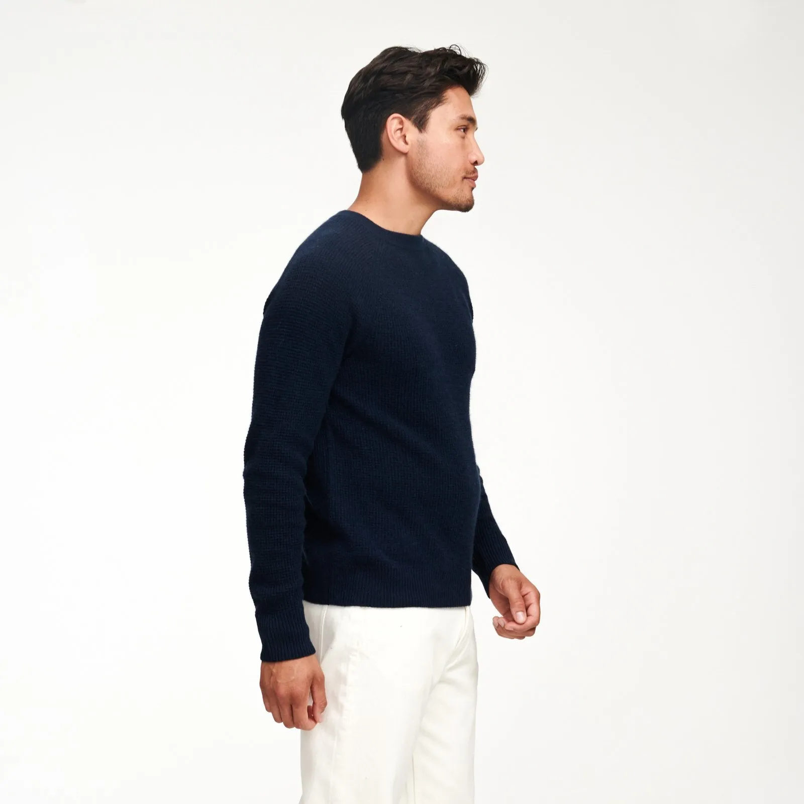 Cashmere Waffle Crewneck Sweater