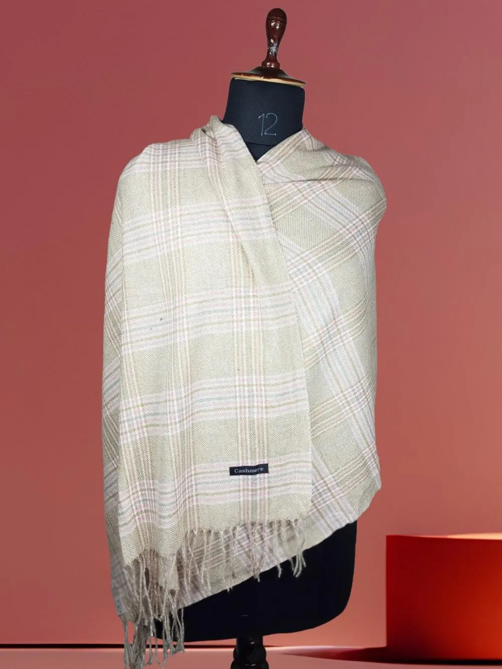 Cashmere Woolen Stole | Check Design | Reversible Stole