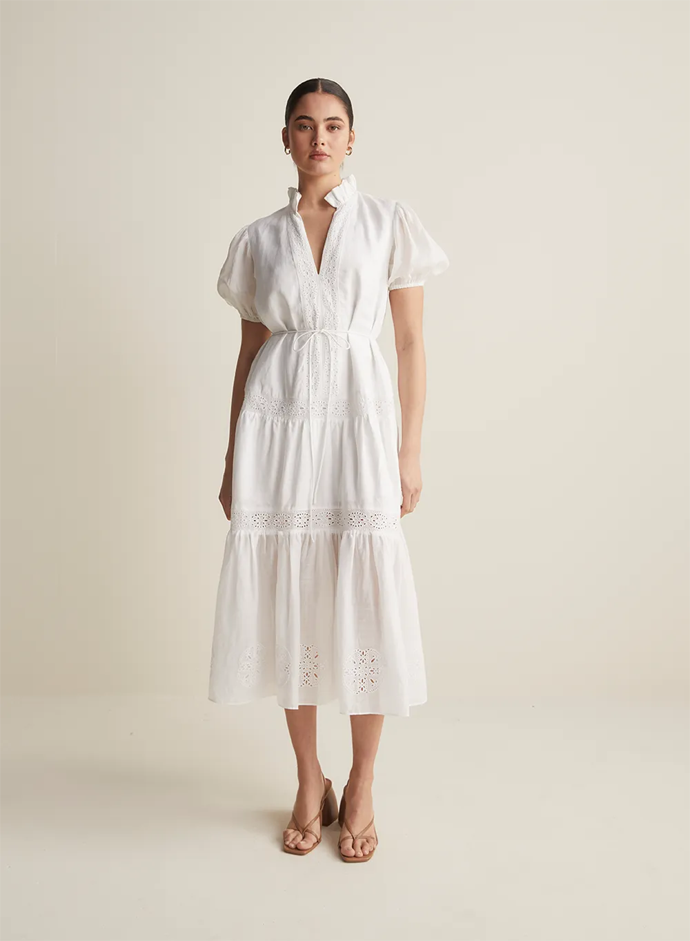 Cecile Linen Midi Dress | Optical White  | Restock