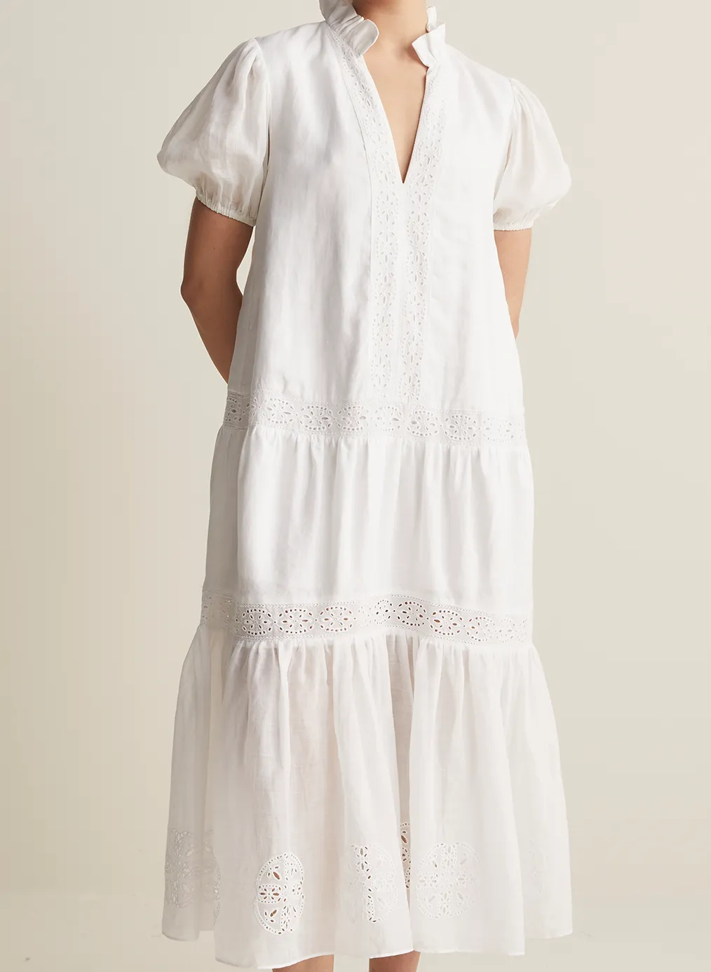 Cecile Linen Midi Dress | Optical White  | Restock