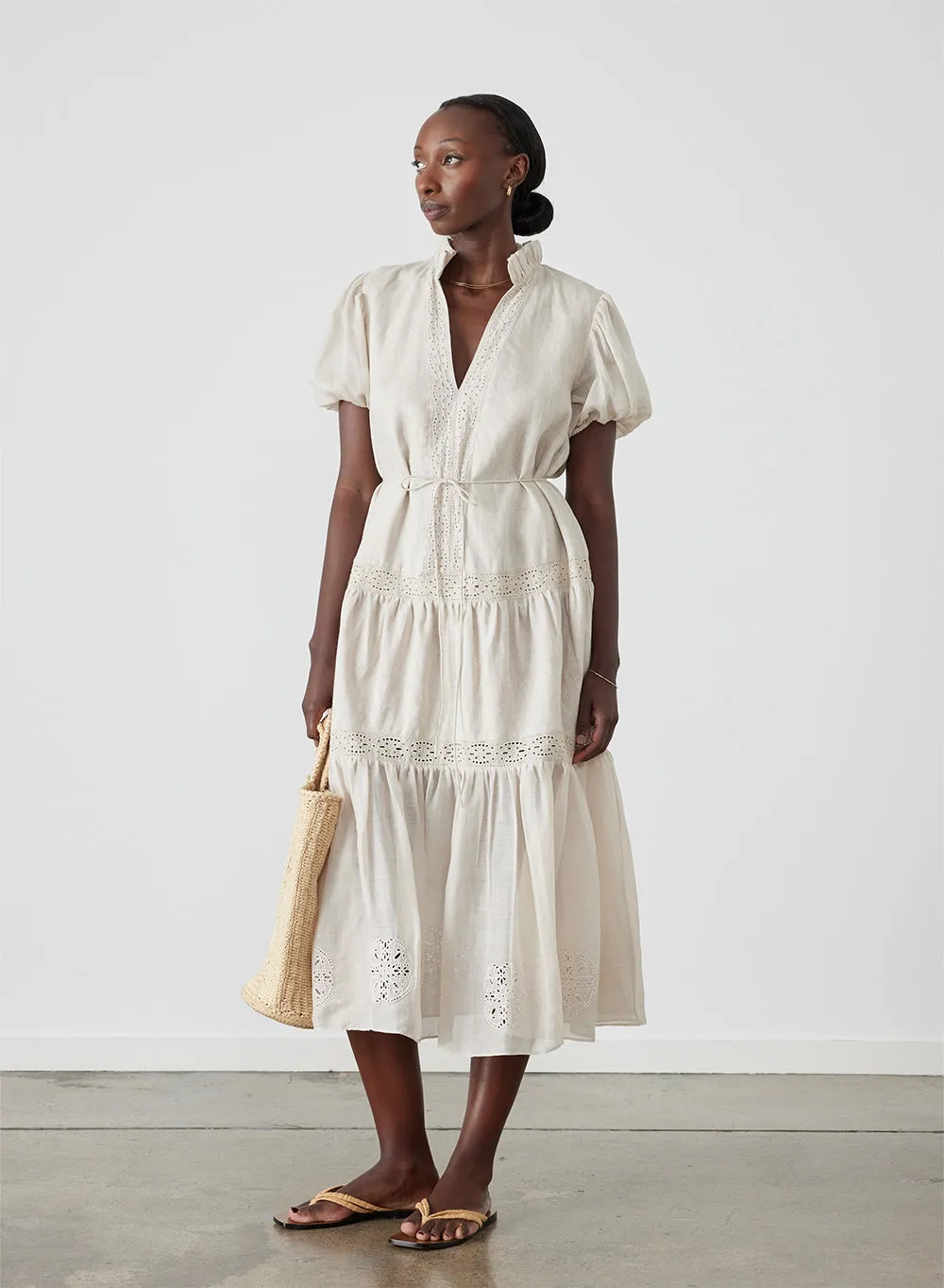 Cecile Linen Ramie Midi Dress | Flax