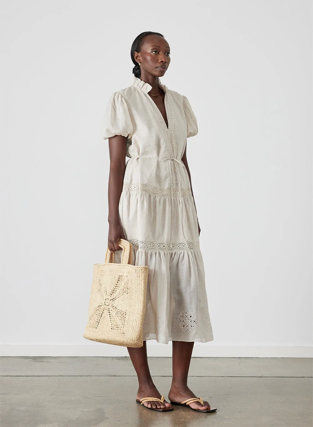 Cecile Linen Ramie Midi Dress | Flax