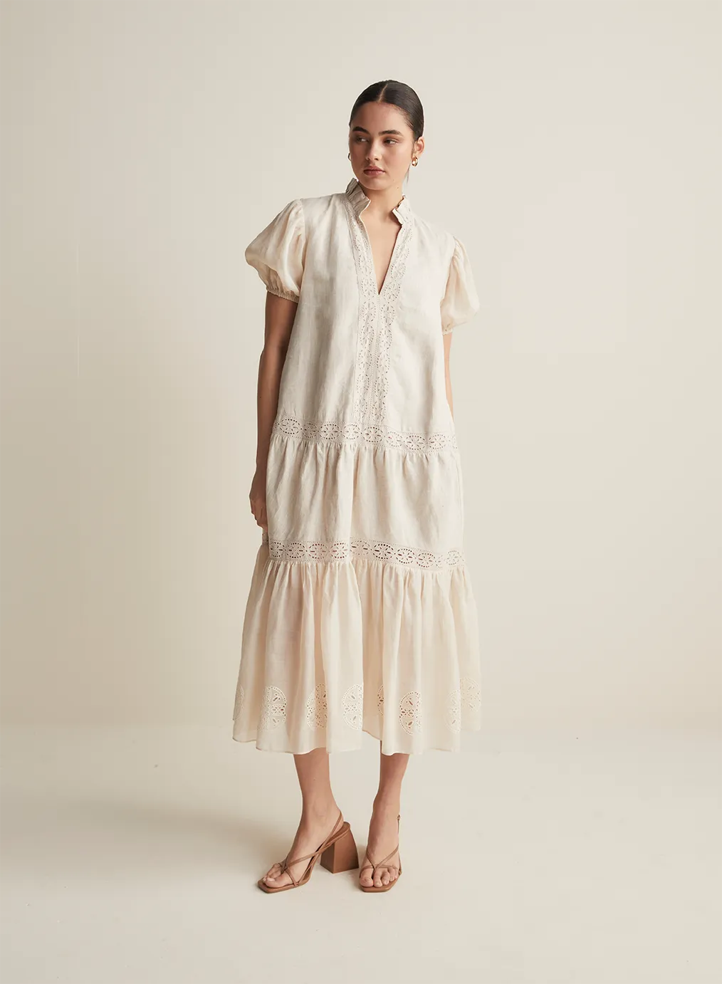 Cecile Linen Ramie Midi Dress | Flax