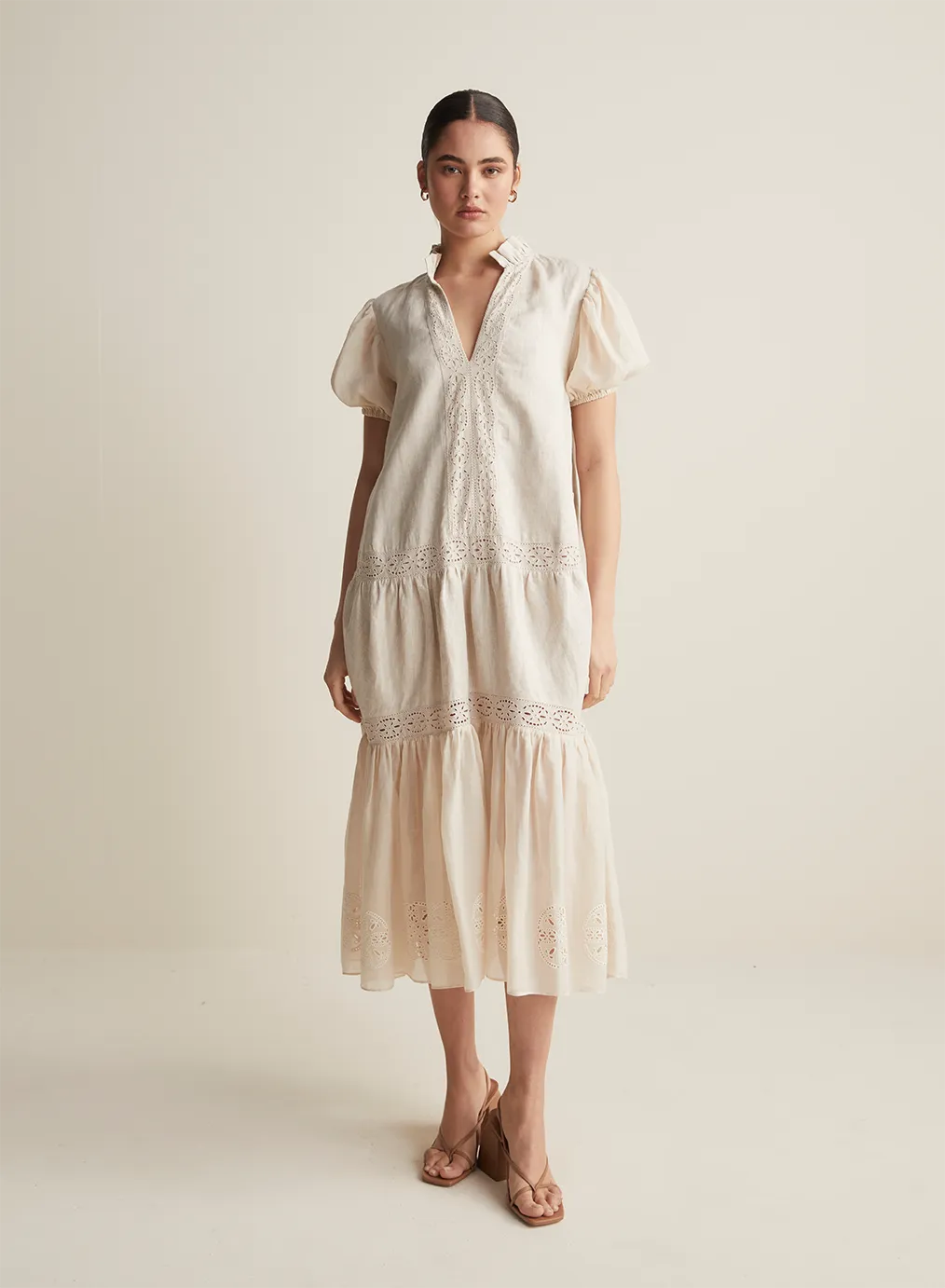 Cecile Linen Ramie Midi Dress | Flax