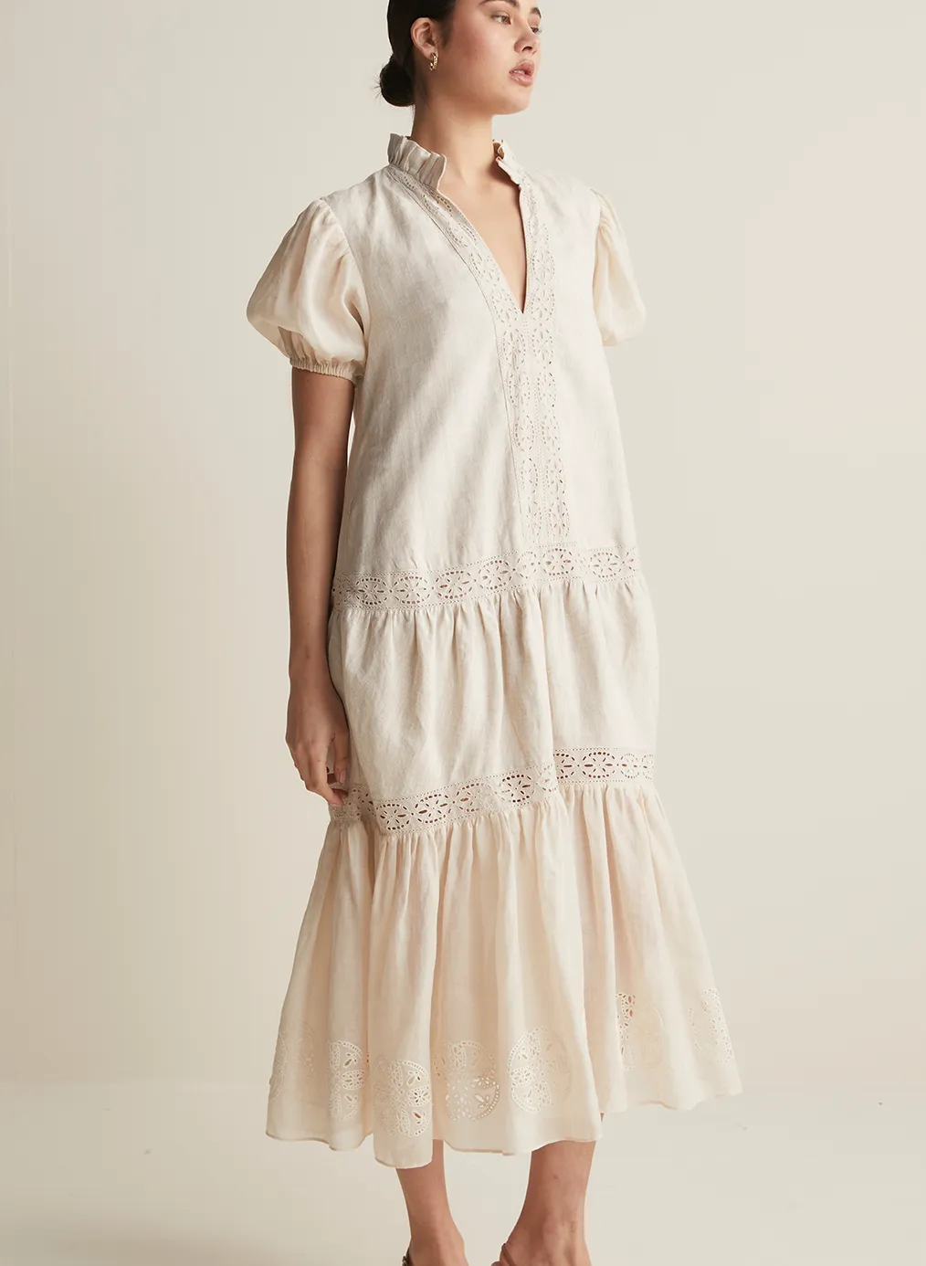 Cecile Linen Ramie Midi Dress | Flax