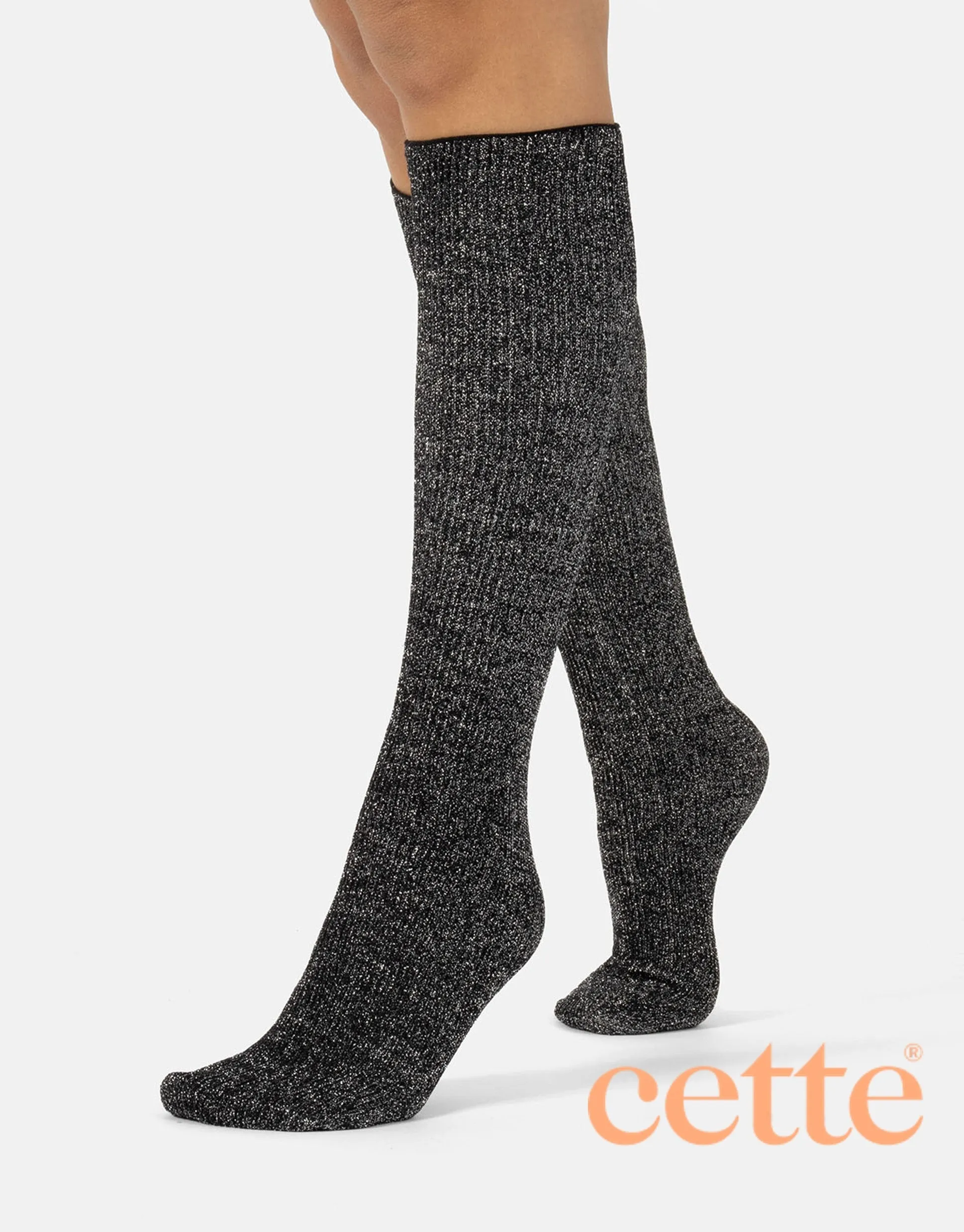 Cette Glitter Ribbed Socks Black 278-902