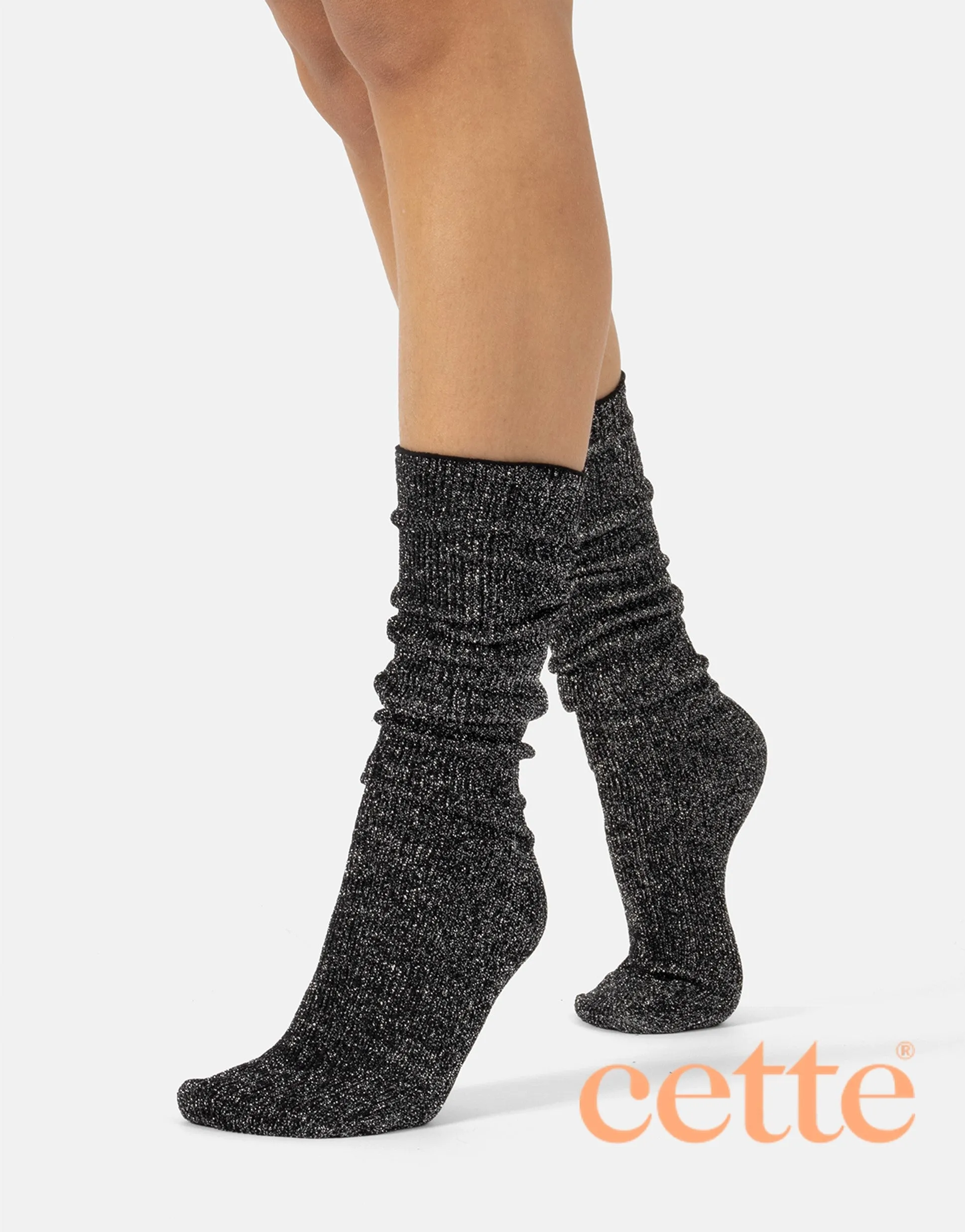 Cette Glitter Ribbed Socks Black 278-902