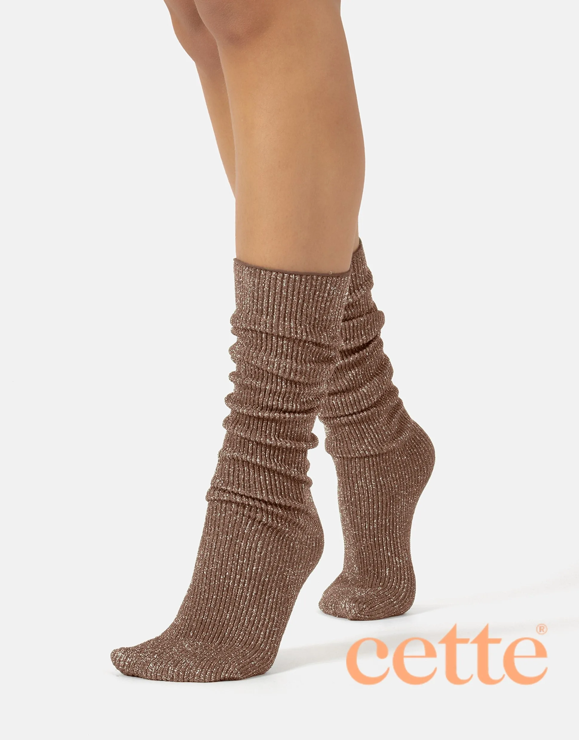 Cette Glitter Ribbed Socks Caffe 278-264