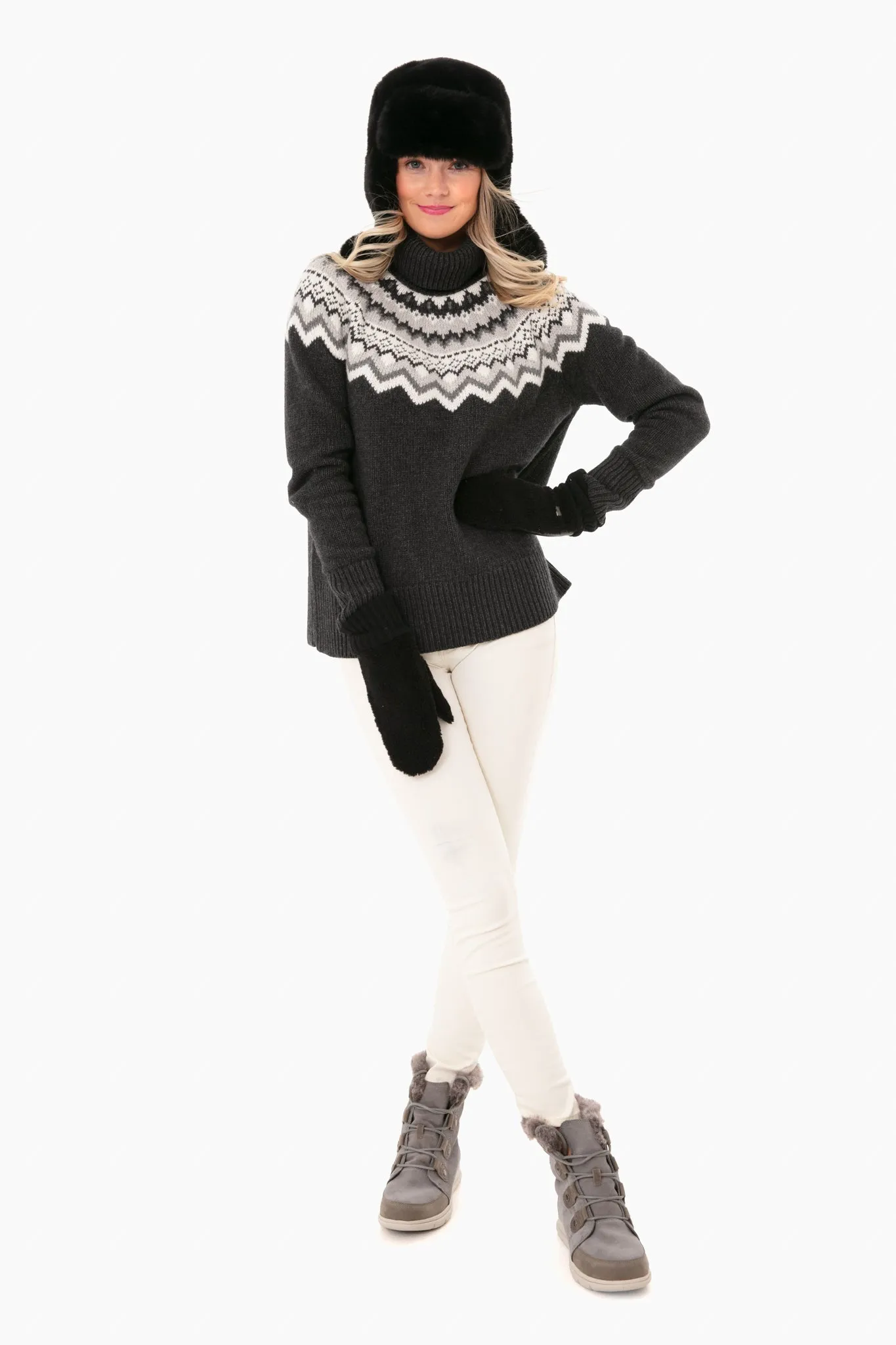 Charcoal Fair Isle Aurora Turtleneck Sweater