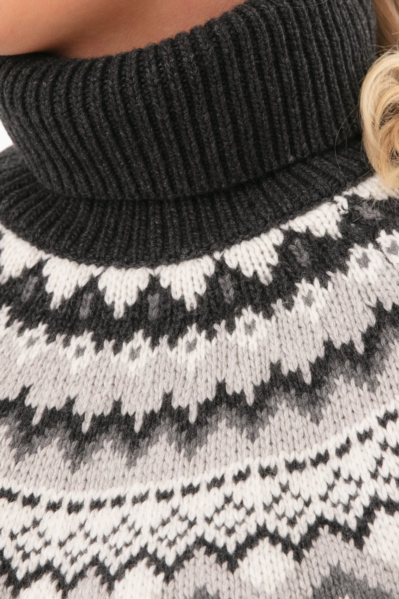 Charcoal Fair Isle Aurora Turtleneck Sweater