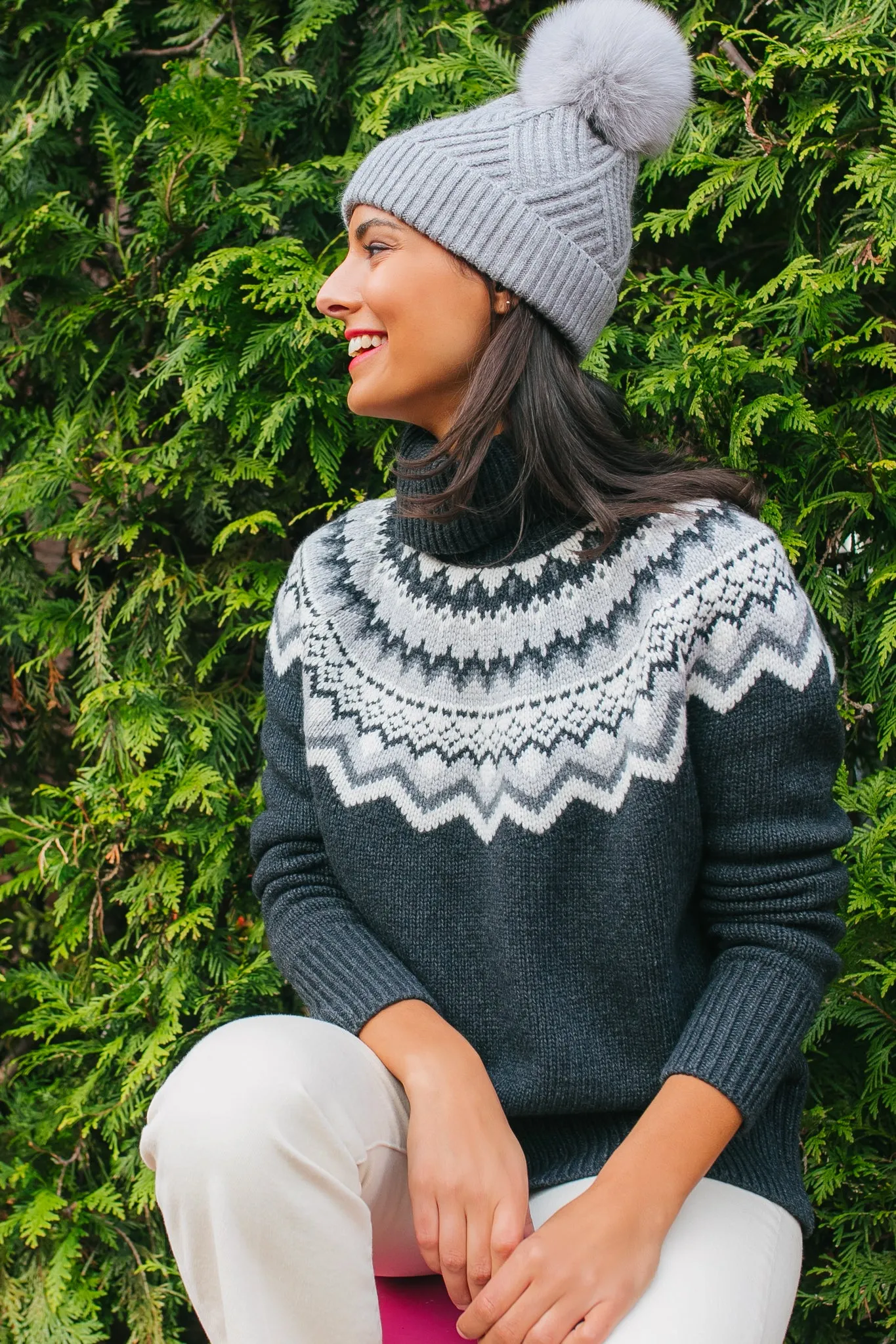 Charcoal Fair Isle Aurora Turtleneck Sweater