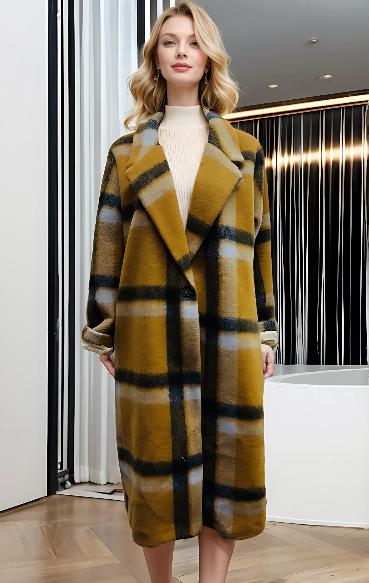 Check Pattern Oversize Coat