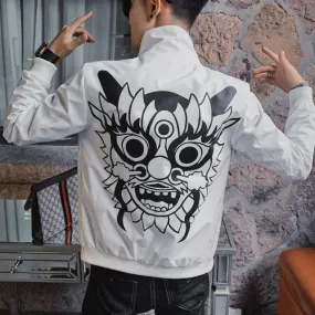 Chinese Lion Head Print Decorated Jacket