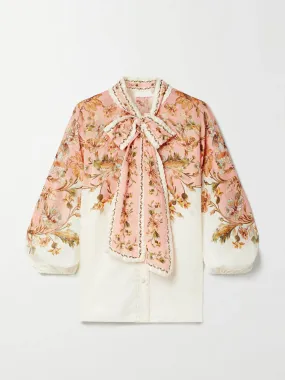 Chintz embroidered floral-print blouse