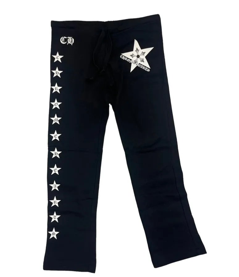 CHROME HEARTS 5 POINTED STARS SWEATPANTS BLACK