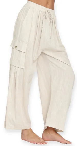 Coastal Linen High Rise Cargo Pants