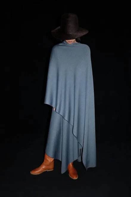 CRISTASEYA<br>DIAMANTE ASYMMETRICAL PONCHO<br>in BLUE