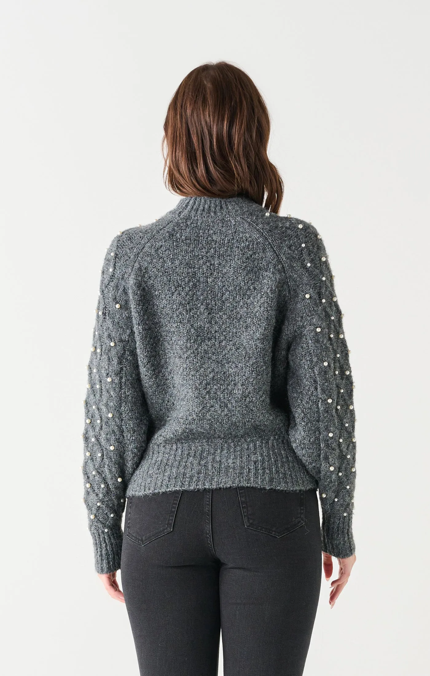 Dex Jayleen Embellished Cable Sweater