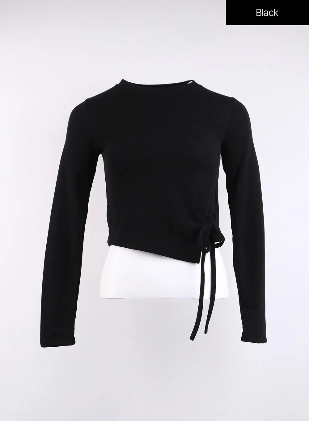 Drawstring Long Sleeve Round Neck Tee CJ419