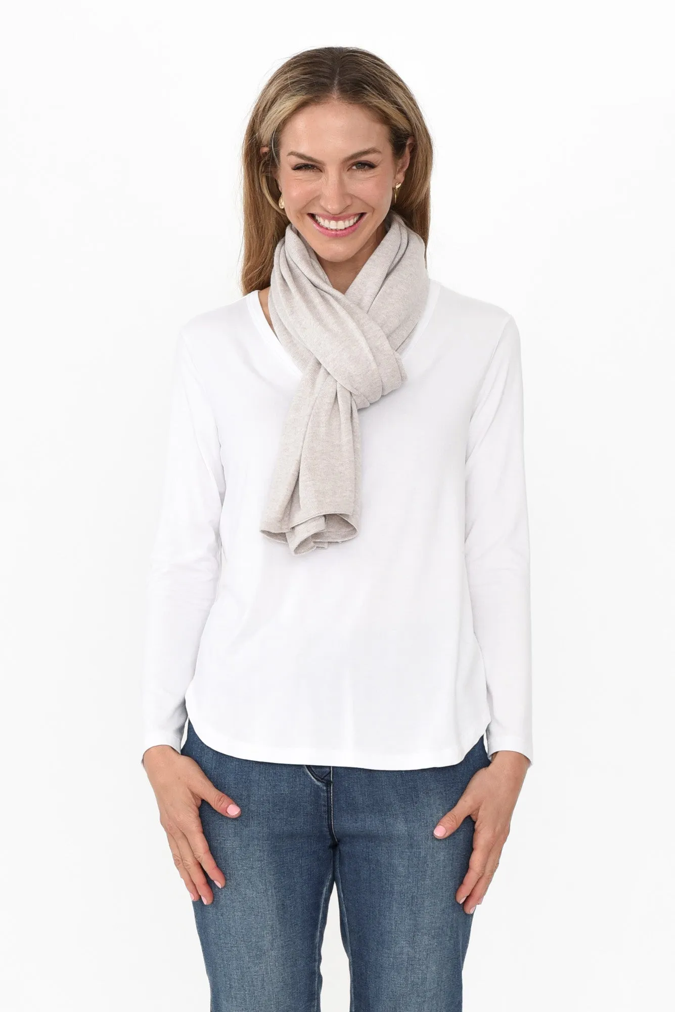 Elorie Beige Cotton Cashmere Poncho