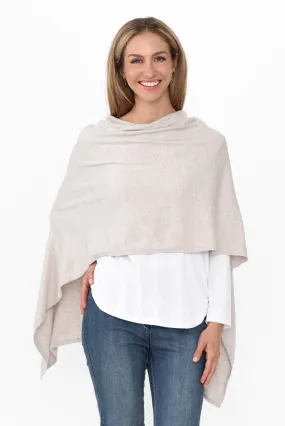 Elorie Beige Cotton Cashmere Poncho