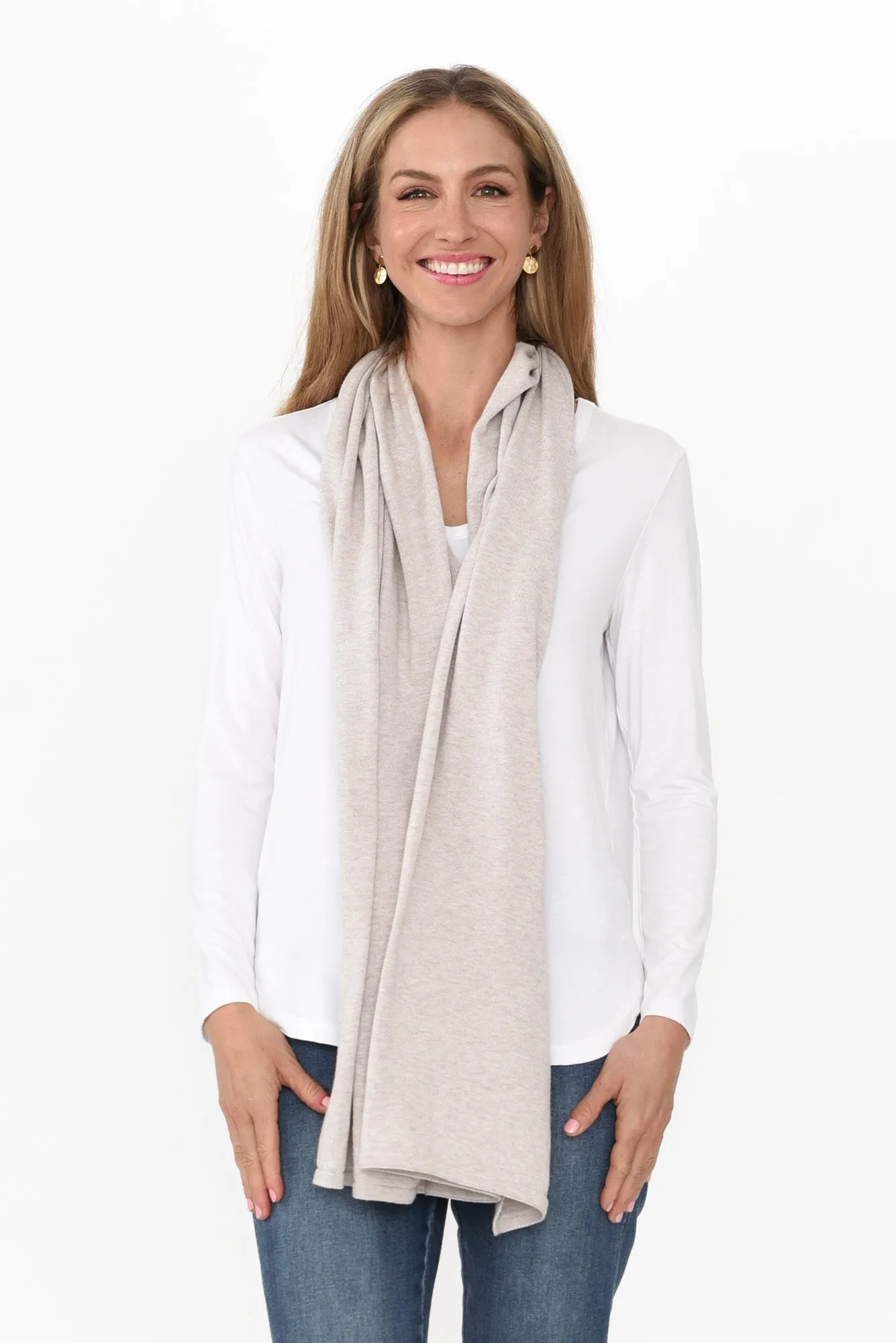 Elorie Beige Cotton Cashmere Poncho