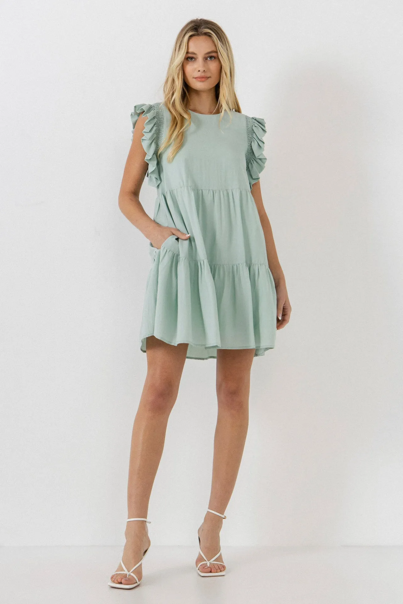 English Factory - Ruffled Detail Mini Dress