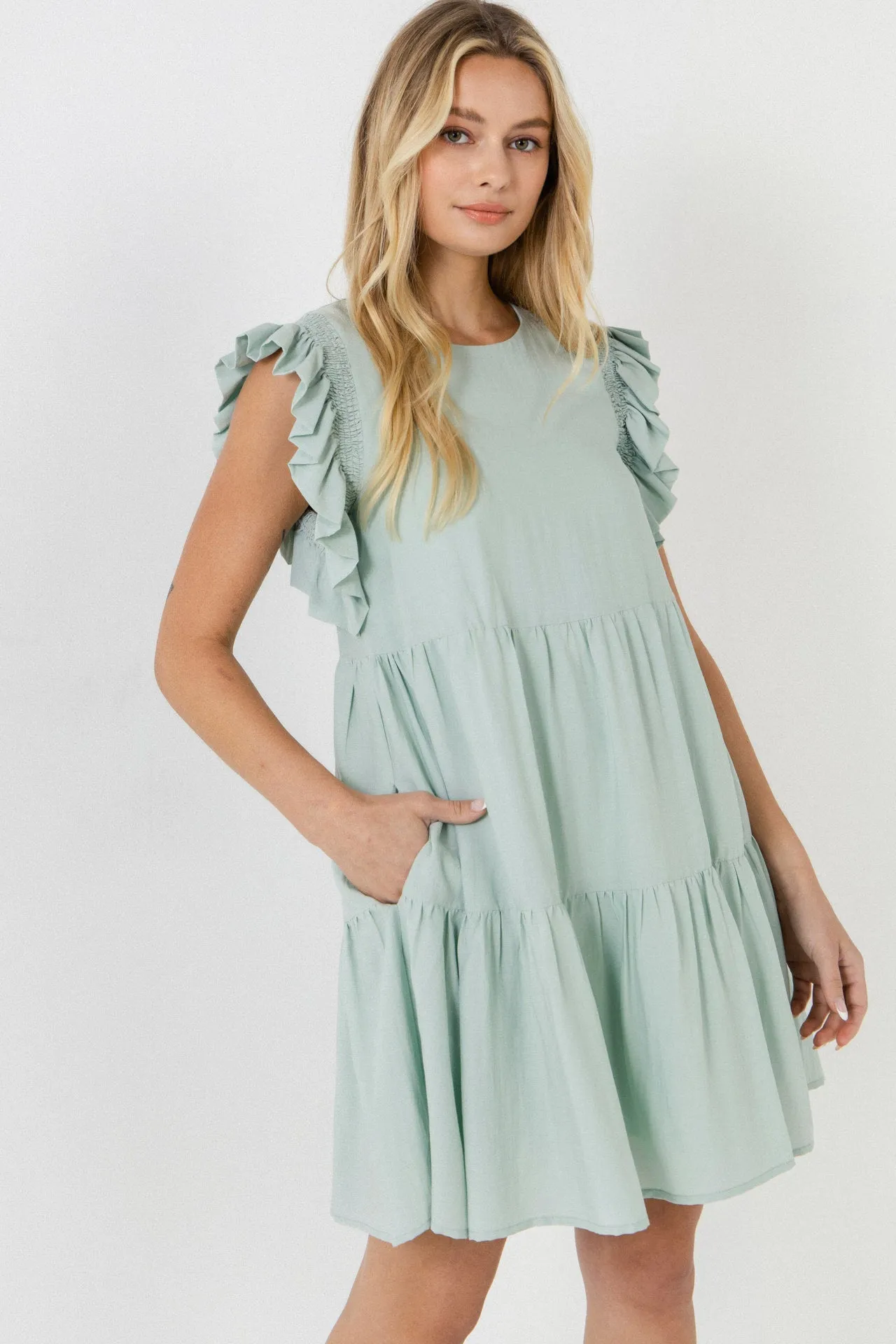 English Factory - Ruffled Detail Mini Dress