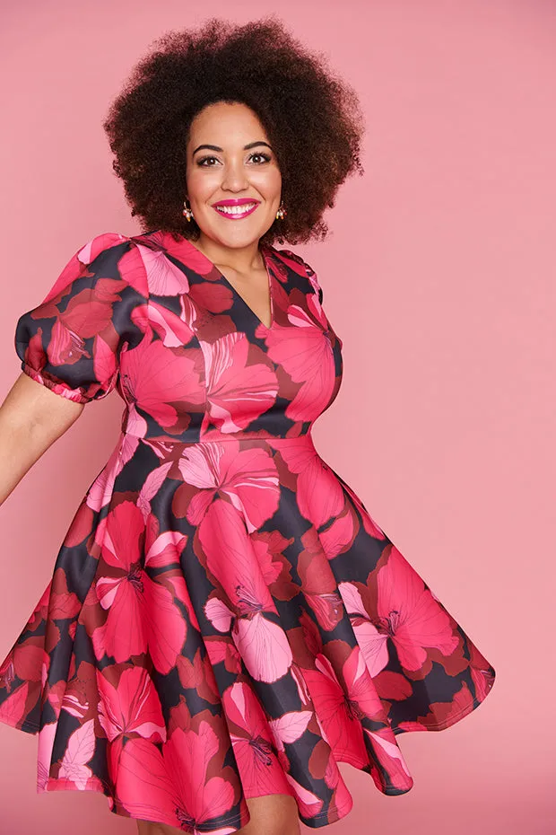 Everly Pink Hibiscus Party Dress