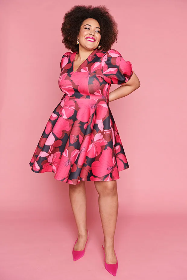 Everly Pink Hibiscus Party Dress