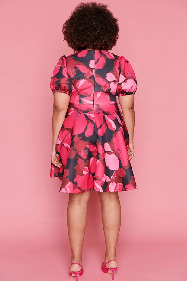 Everly Pink Hibiscus Party Dress