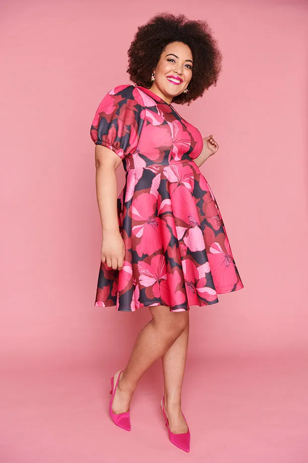 Everly Pink Hibiscus Party Dress