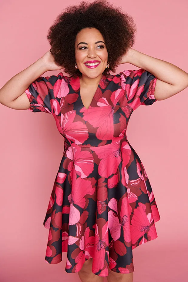 Everly Pink Hibiscus Party Dress