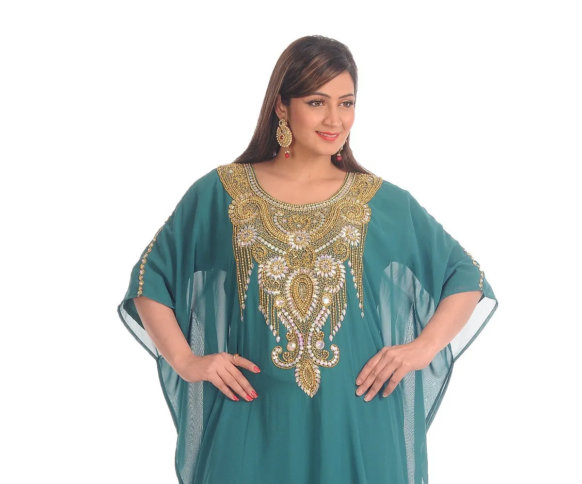 Farasha Boho in Rama Green Embroidered Dress