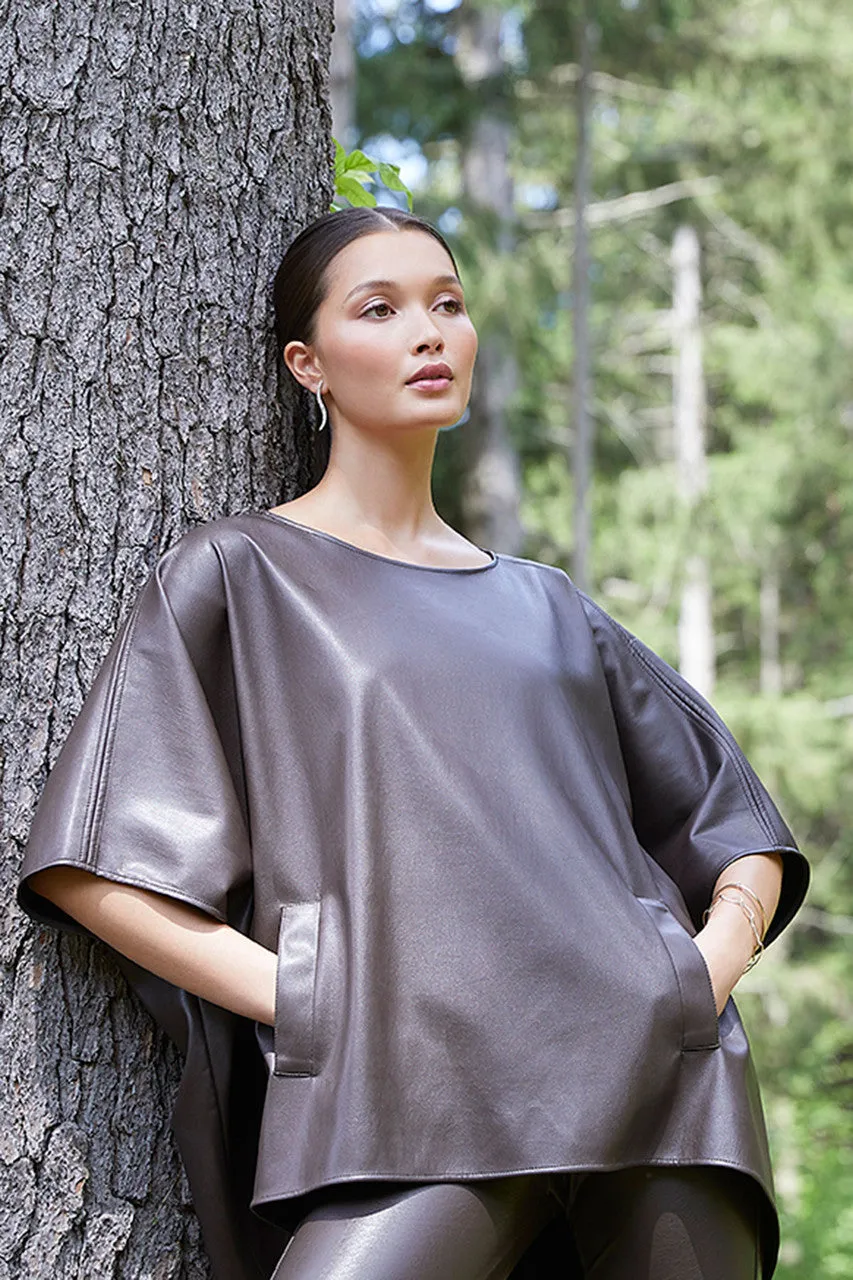 Faux Lambskin Poncho Topper