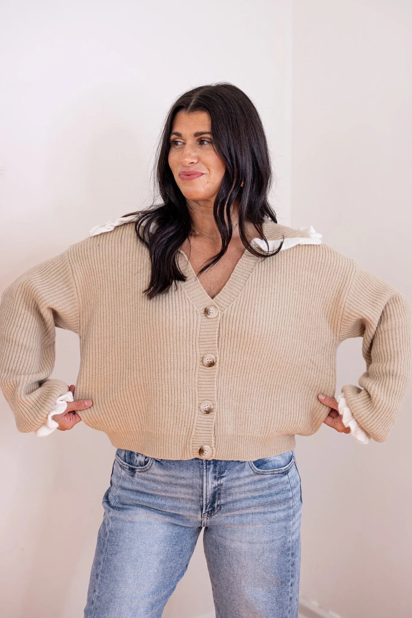 Feeling Extra Taupe Sweater Cardigan