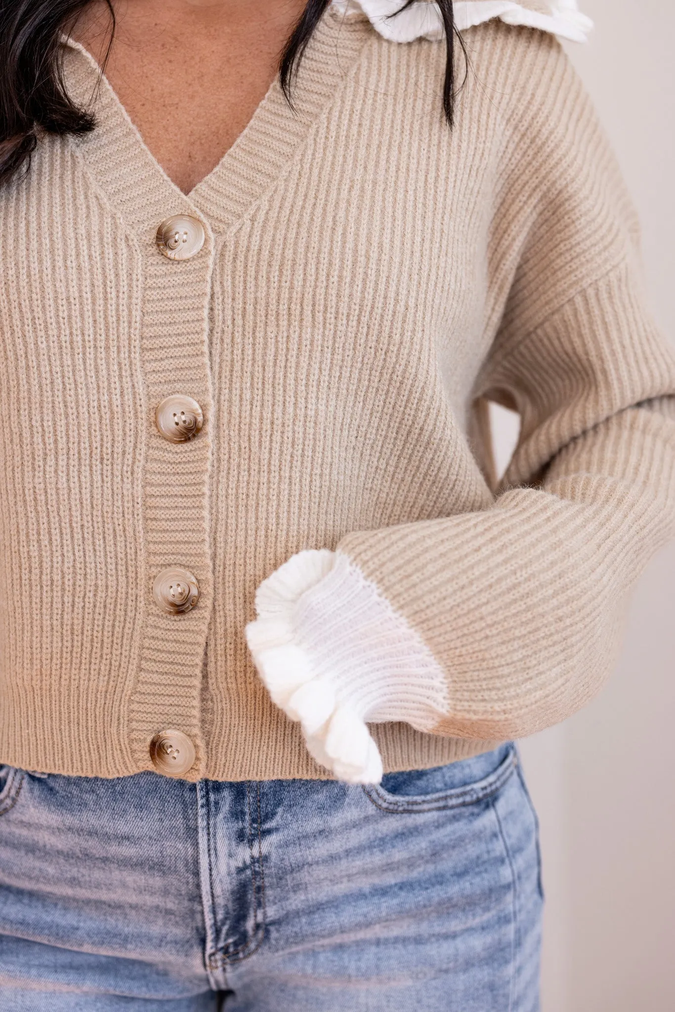 Feeling Extra Taupe Sweater Cardigan