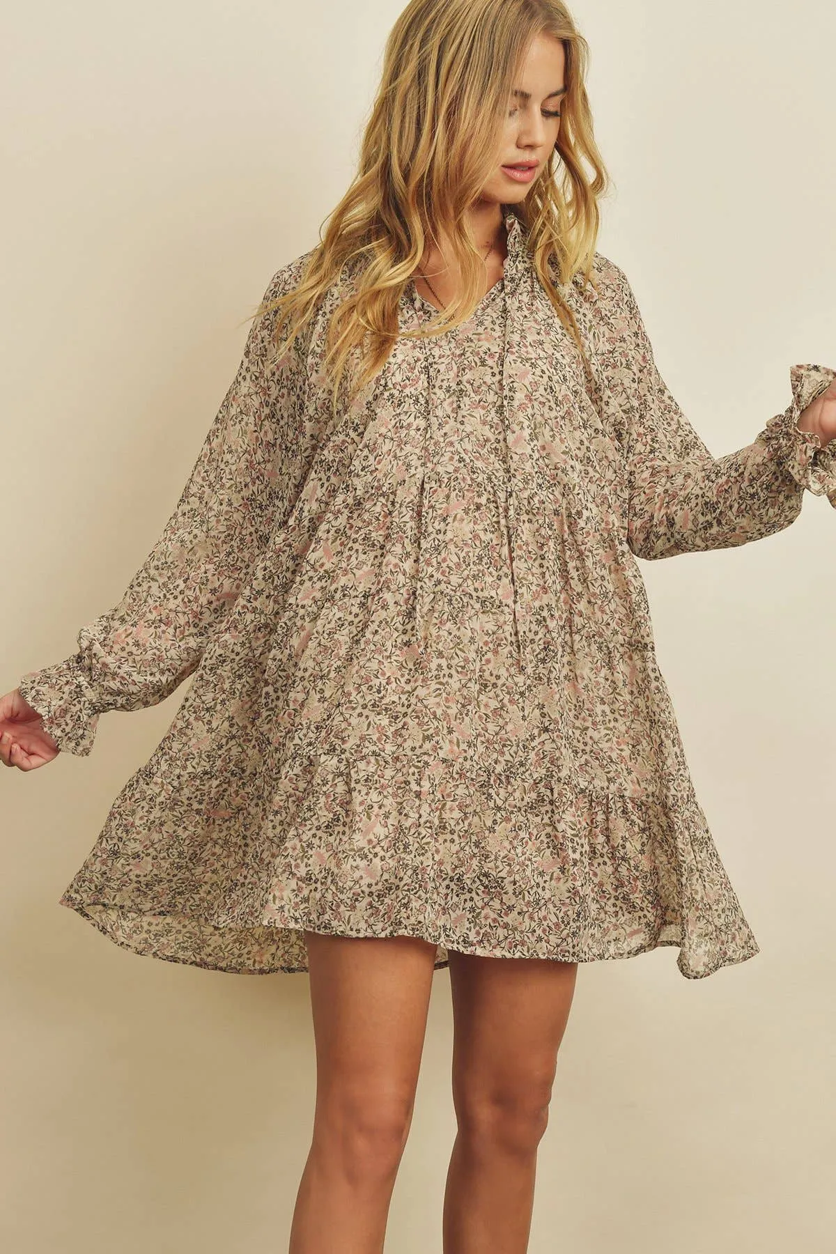 Floweret Tiered Swing Dress