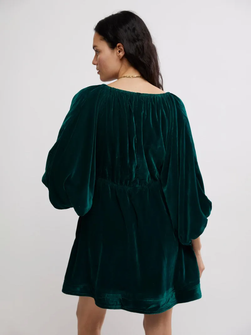 Free People Portia Velvet Mini Dress - Emerald