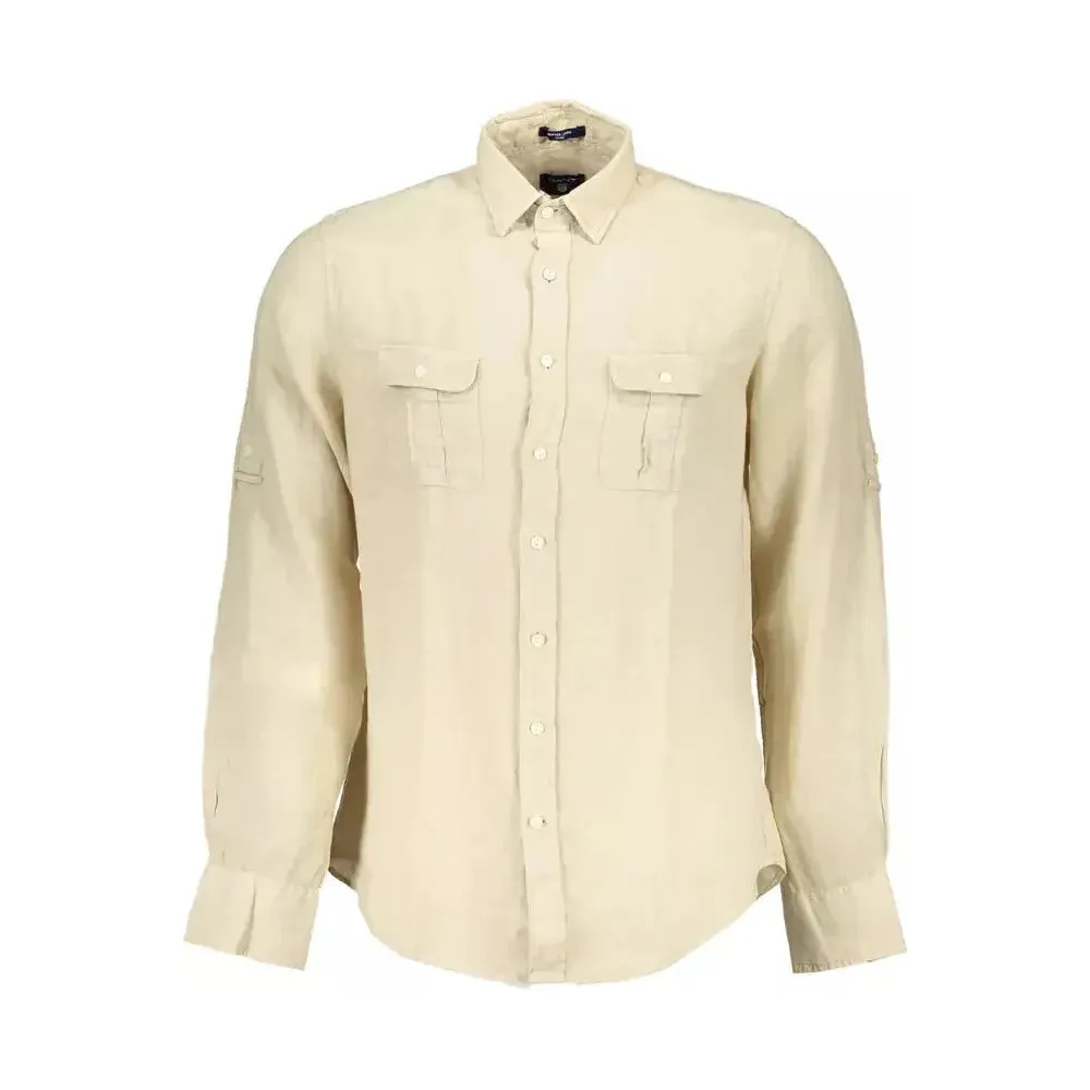 Gant Beige Linen Men Shirt