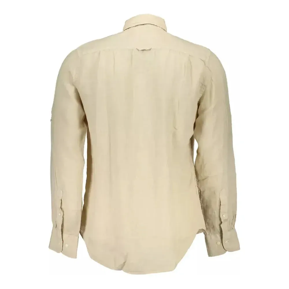 Gant Beige Linen Men Shirt