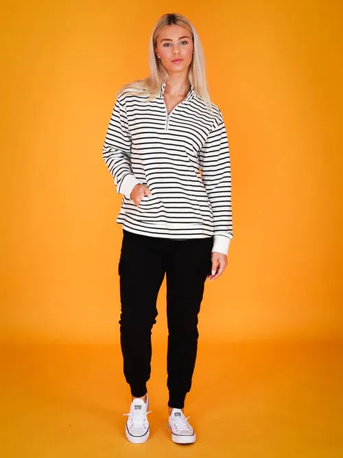 Gianna Half Zip Sweater - Stripe