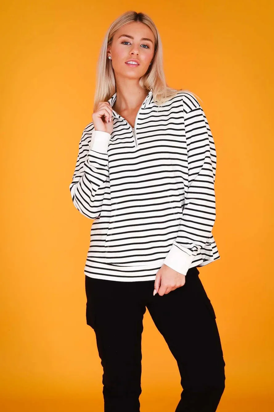 Gianna Half Zip Sweater - Stripe