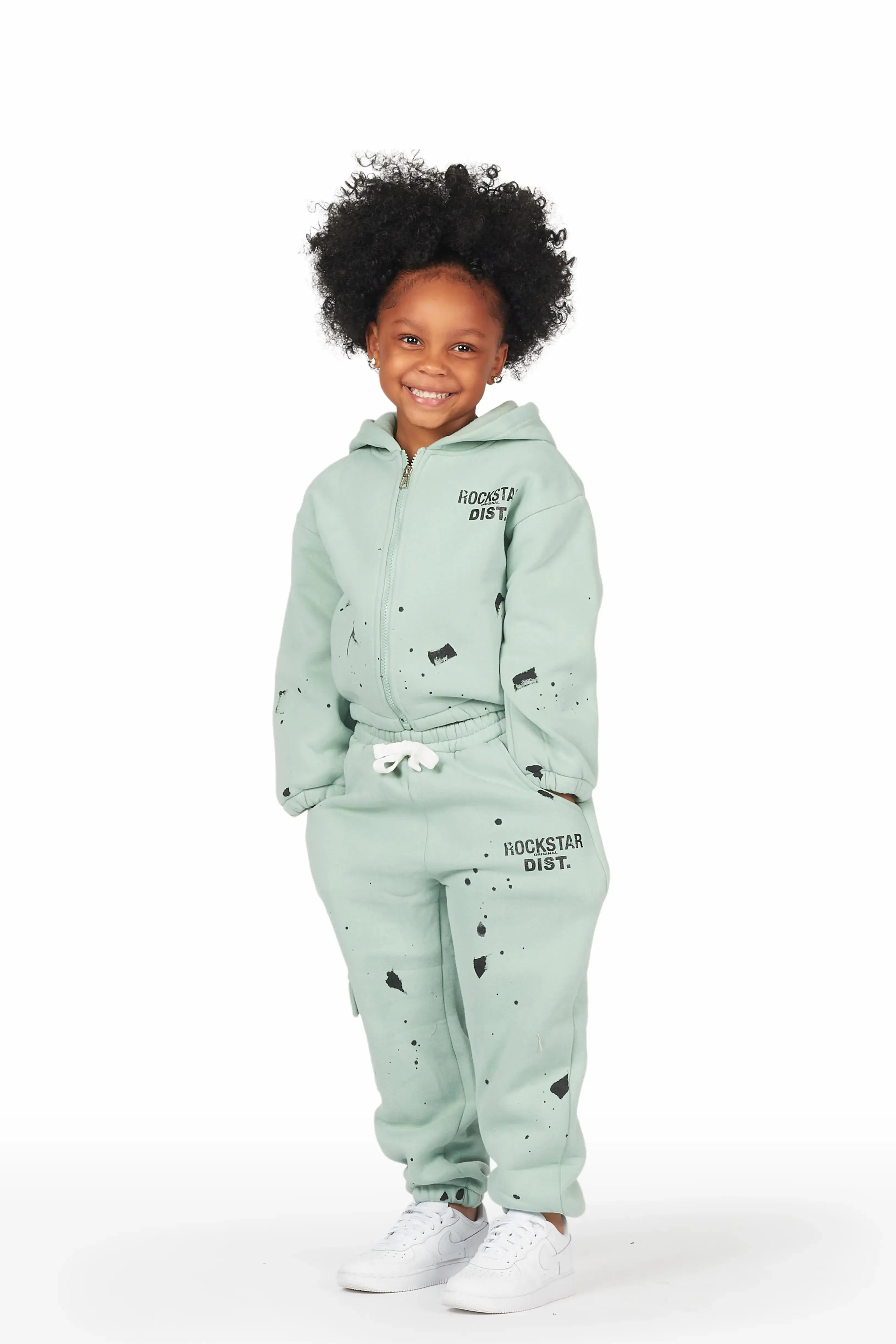 Girls Hadley Sage Zip Up Hoodie Pant Set