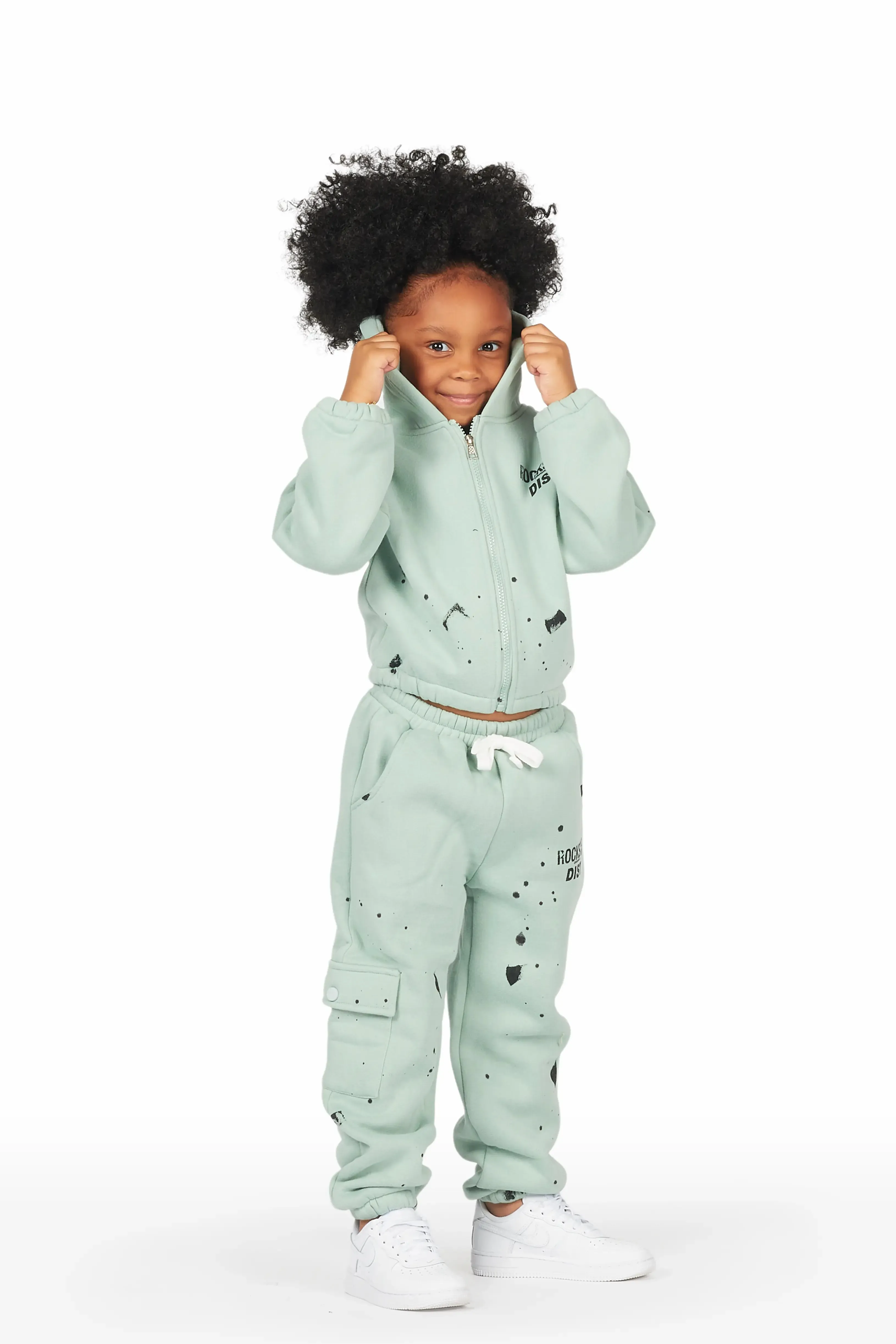 Girls Hadley Sage Zip Up Hoodie Pant Set